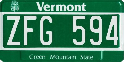 VT license plate ZFG594