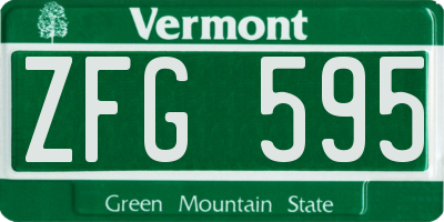 VT license plate ZFG595
