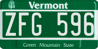 VT license plate ZFG596