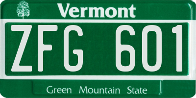 VT license plate ZFG601