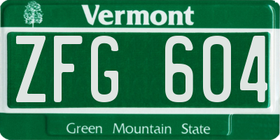VT license plate ZFG604