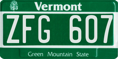 VT license plate ZFG607