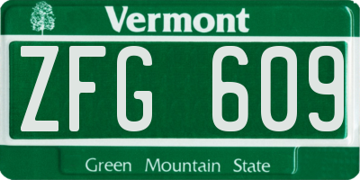 VT license plate ZFG609