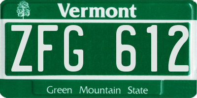 VT license plate ZFG612