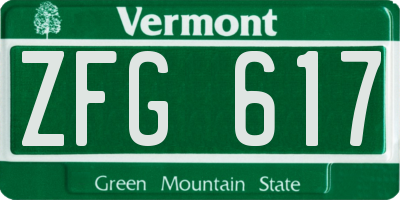 VT license plate ZFG617