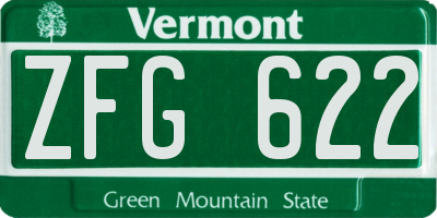 VT license plate ZFG622