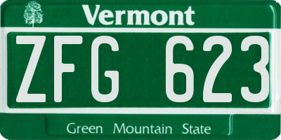 VT license plate ZFG623