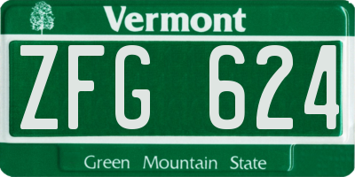 VT license plate ZFG624