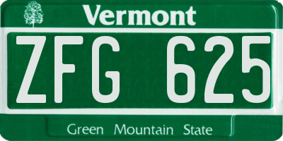 VT license plate ZFG625