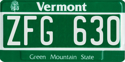 VT license plate ZFG630