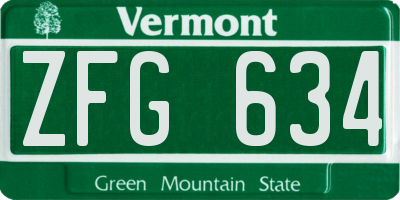 VT license plate ZFG634