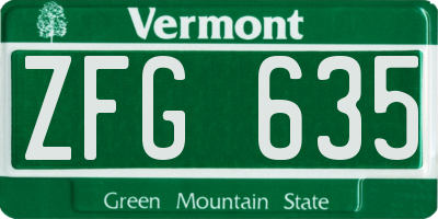 VT license plate ZFG635