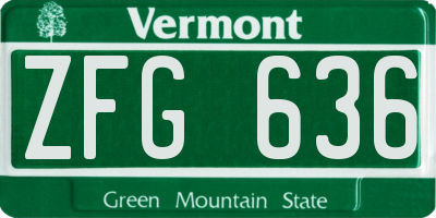 VT license plate ZFG636