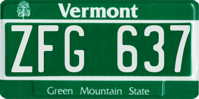 VT license plate ZFG637