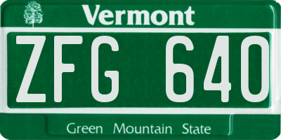 VT license plate ZFG640