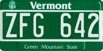 VT license plate ZFG642
