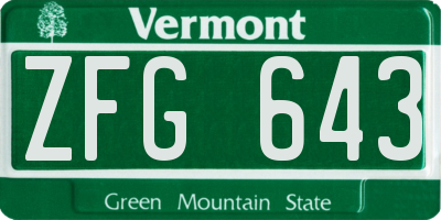 VT license plate ZFG643