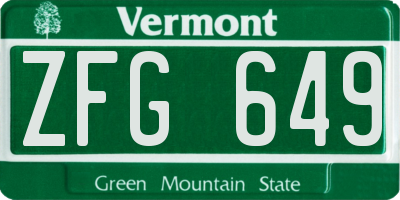 VT license plate ZFG649