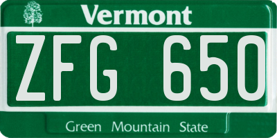 VT license plate ZFG650