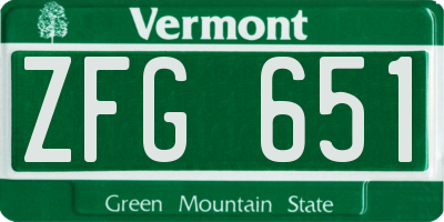 VT license plate ZFG651