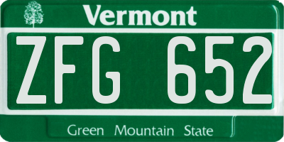 VT license plate ZFG652