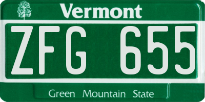 VT license plate ZFG655