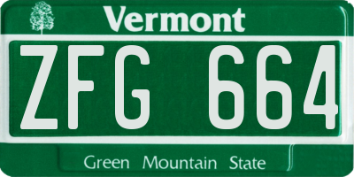 VT license plate ZFG664