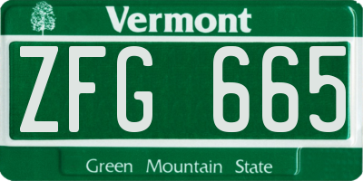 VT license plate ZFG665