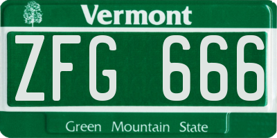 VT license plate ZFG666