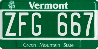 VT license plate ZFG667