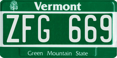 VT license plate ZFG669