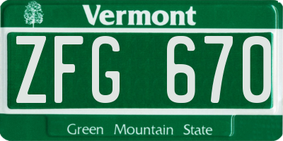 VT license plate ZFG670