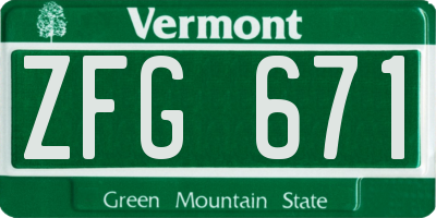 VT license plate ZFG671