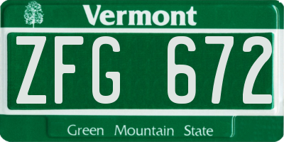 VT license plate ZFG672