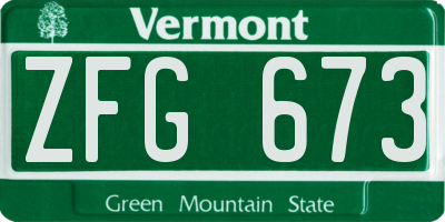 VT license plate ZFG673