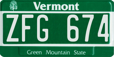 VT license plate ZFG674