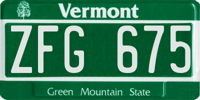 VT license plate ZFG675