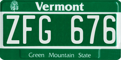 VT license plate ZFG676