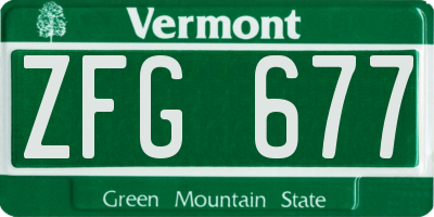 VT license plate ZFG677