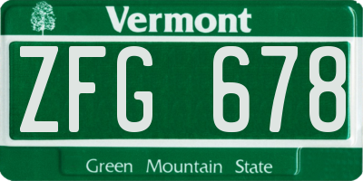 VT license plate ZFG678