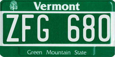 VT license plate ZFG680