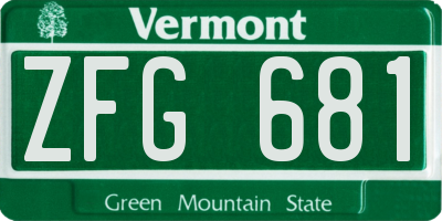 VT license plate ZFG681