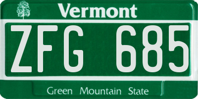 VT license plate ZFG685