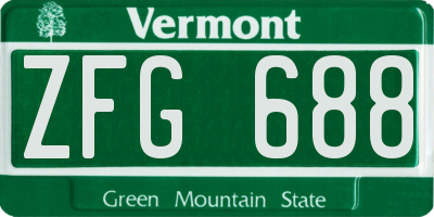 VT license plate ZFG688