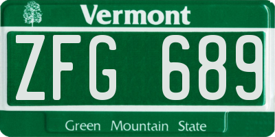 VT license plate ZFG689