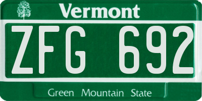 VT license plate ZFG692