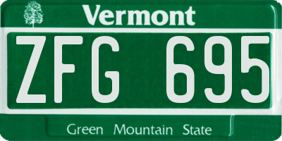 VT license plate ZFG695