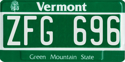 VT license plate ZFG696