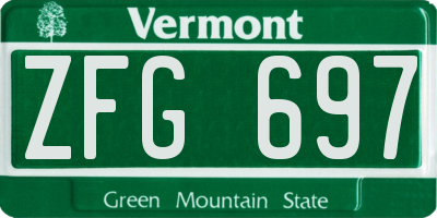 VT license plate ZFG697