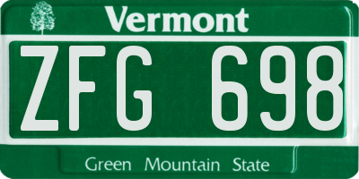 VT license plate ZFG698